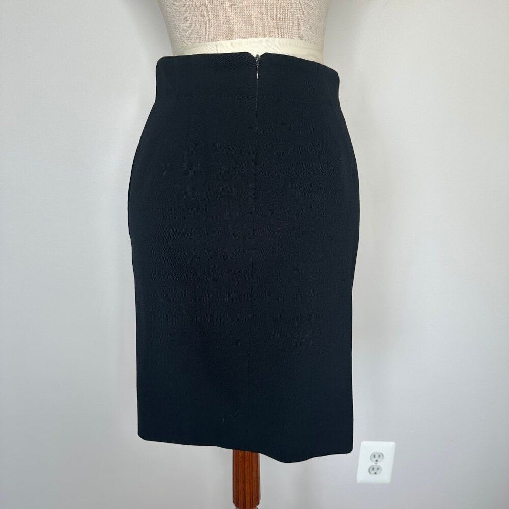 Christian Dior Women's Black 100% Wool Pleated Pencil Skirt Size 6 - Picture 2 of 5